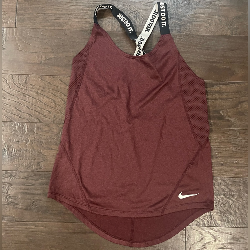 Nike Women’s Maroon Tank Top with Black 'Just Do It' Straps